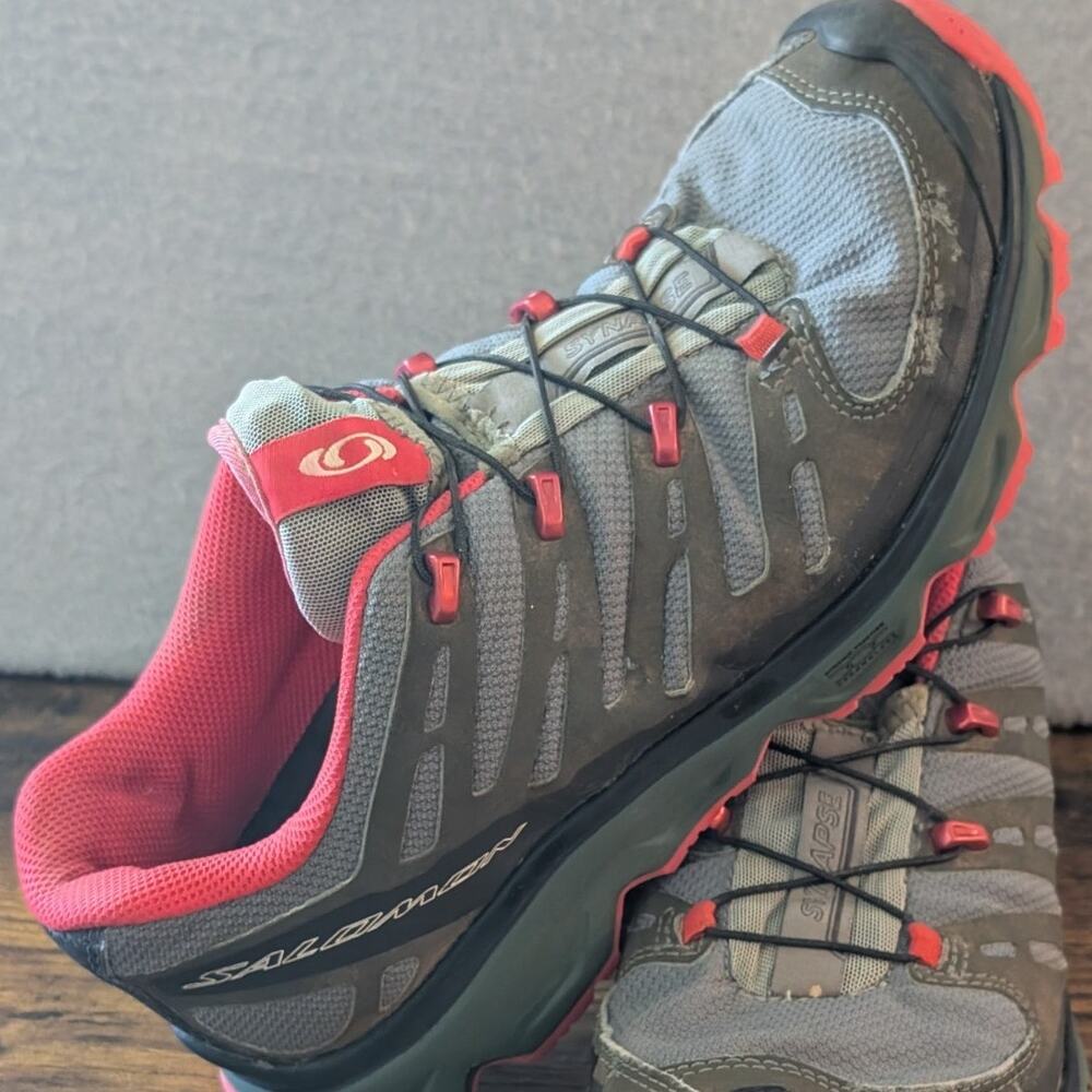 Salomon Synapse CS WP Womens 7 Teal Blue Waterproof Quicklace Hiking Shoes